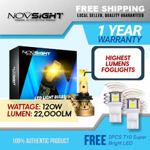 Load image into Gallery viewer, Novsight N37Y LED Foglights 22,0000 Lumens 120W
