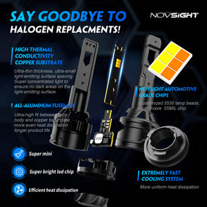 Novsight N61T LED Headlight Tri Color 13,000 Lumens 60W