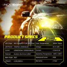 Load image into Gallery viewer, Novsight N12Y Yellow LED Headlight 10,000 Lumens 72W
