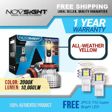 Load image into Gallery viewer, Novsight N12Y Yellow LED Headlight 10,000 Lumens 72W
