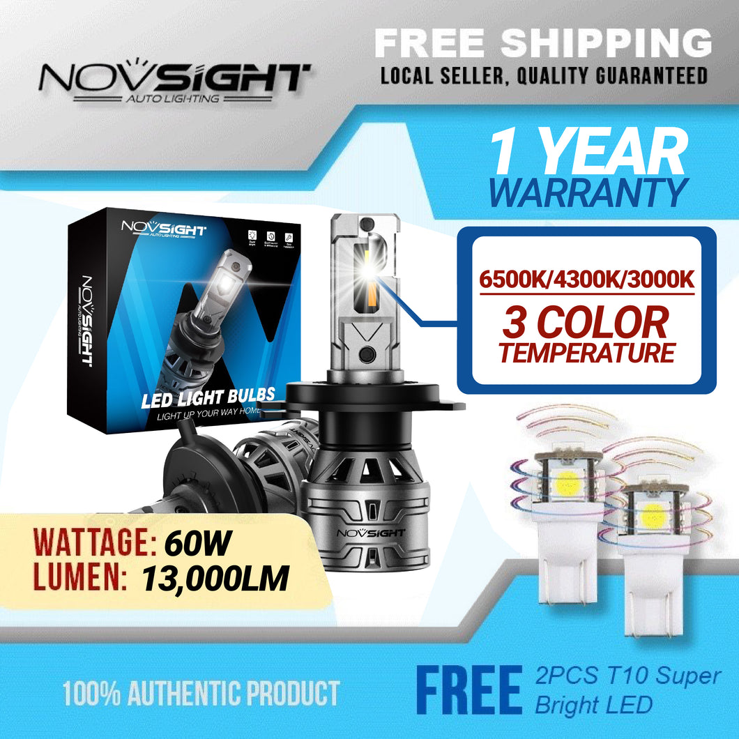 Novsight N61T LED Headlight Tri Color 13,000 Lumens 60W